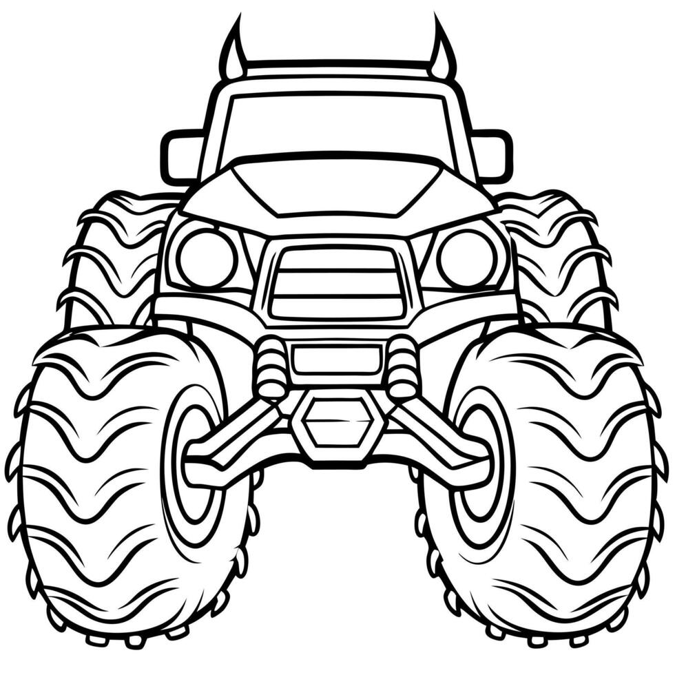 bold outline monster truck design, illustration line art vector