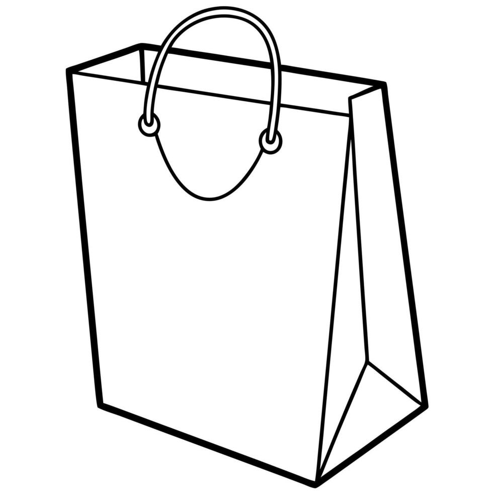 shopping bag line art on white background, illustration line art vector