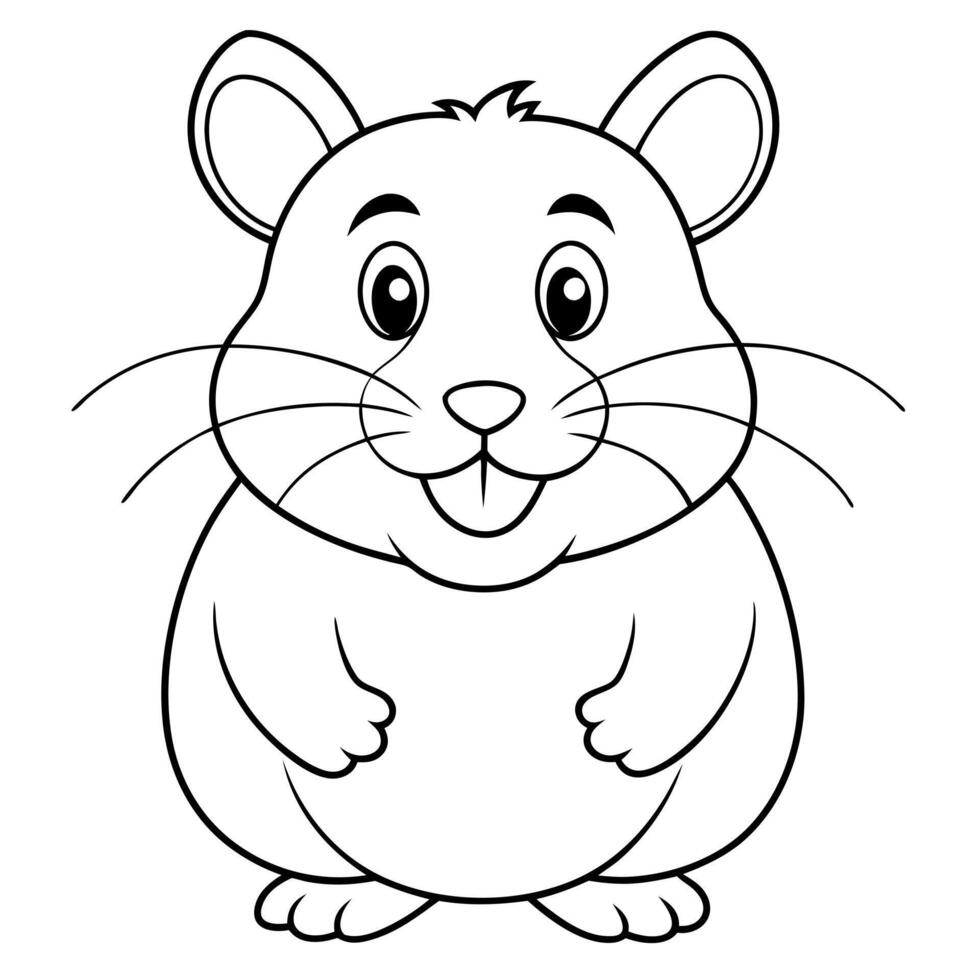 draw a smiling playful hamater colouring page line art for kids, illustration line art vector