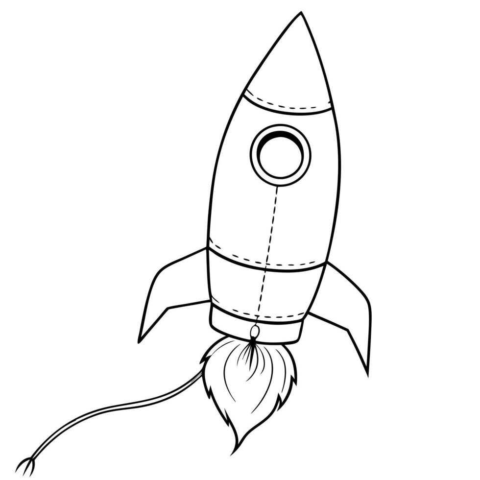 rocket a string is tied on top of the rocket fine lines the sketch, illustration line art vector