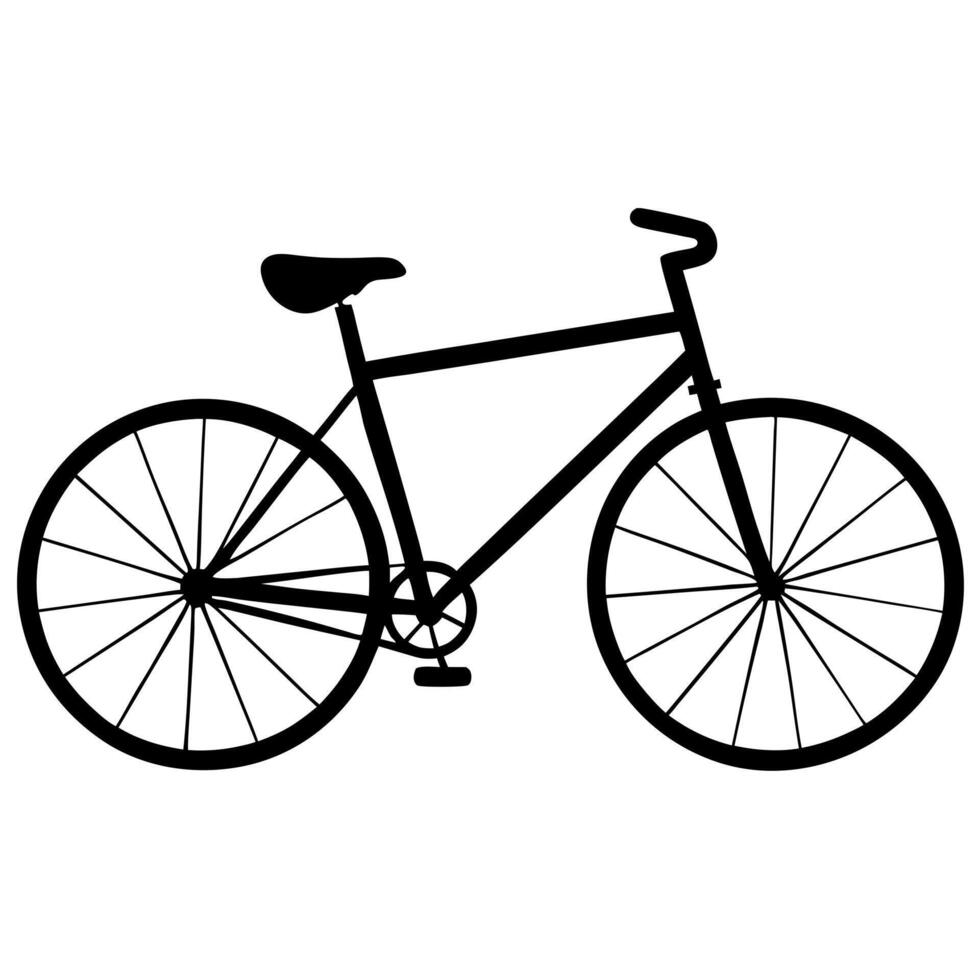 bicycle silhouette black colour with white background, illustration line art vector