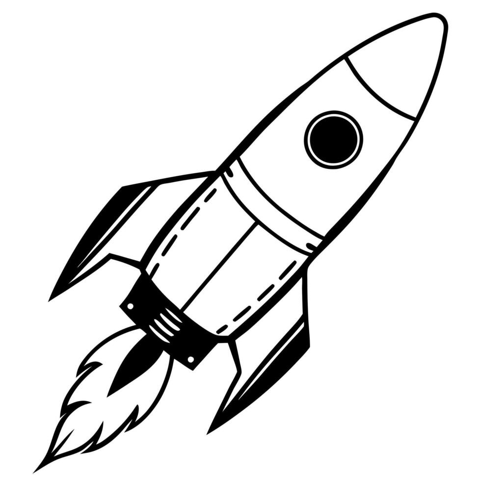 rocket, illustration line art vector