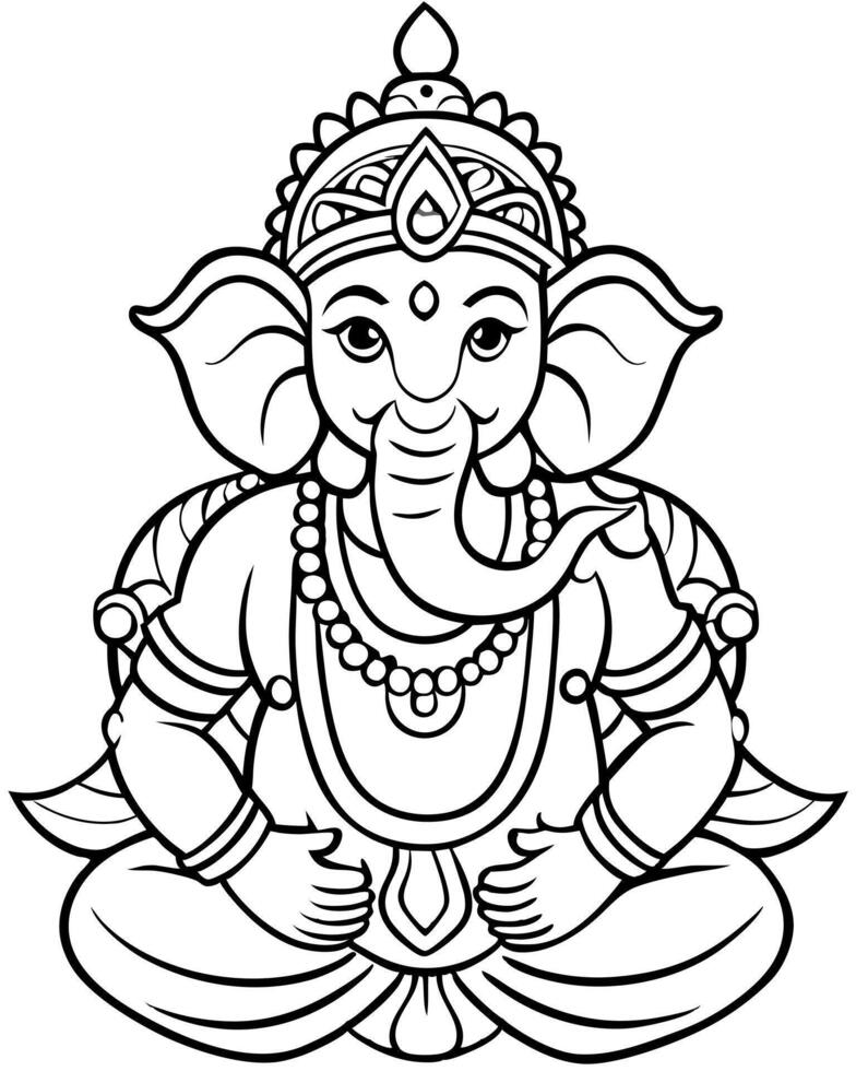 dewa ganesha, illustration line art vector