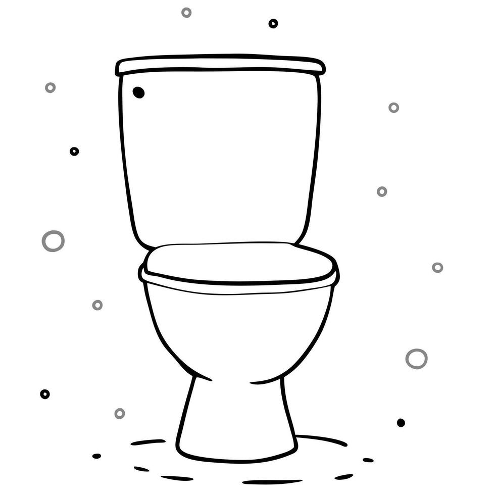 toilet, illustration line art vector