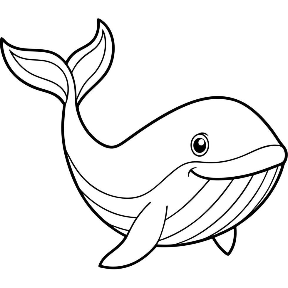 cartoon whale coloring book, illustration line art vector