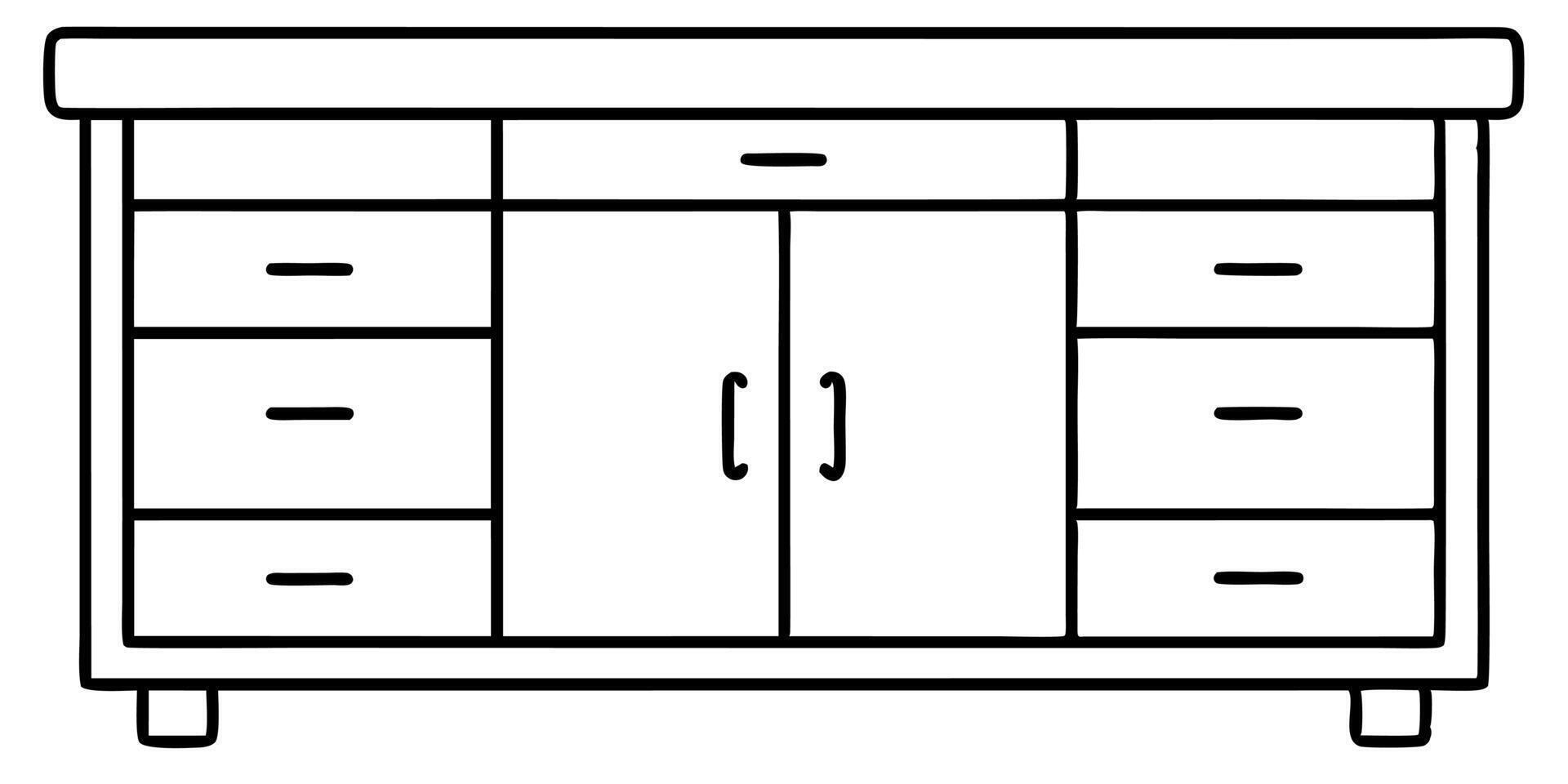 wooden cabinetry, illustration line art vector