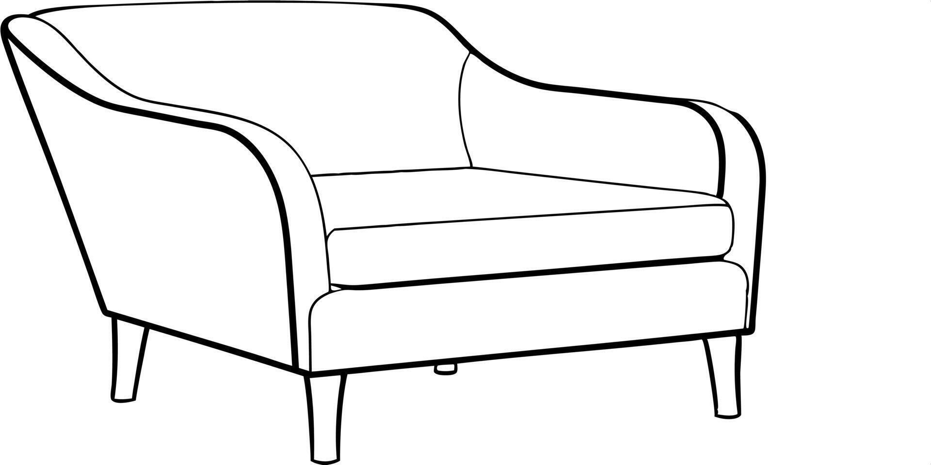 accent chair, illustration line art vector