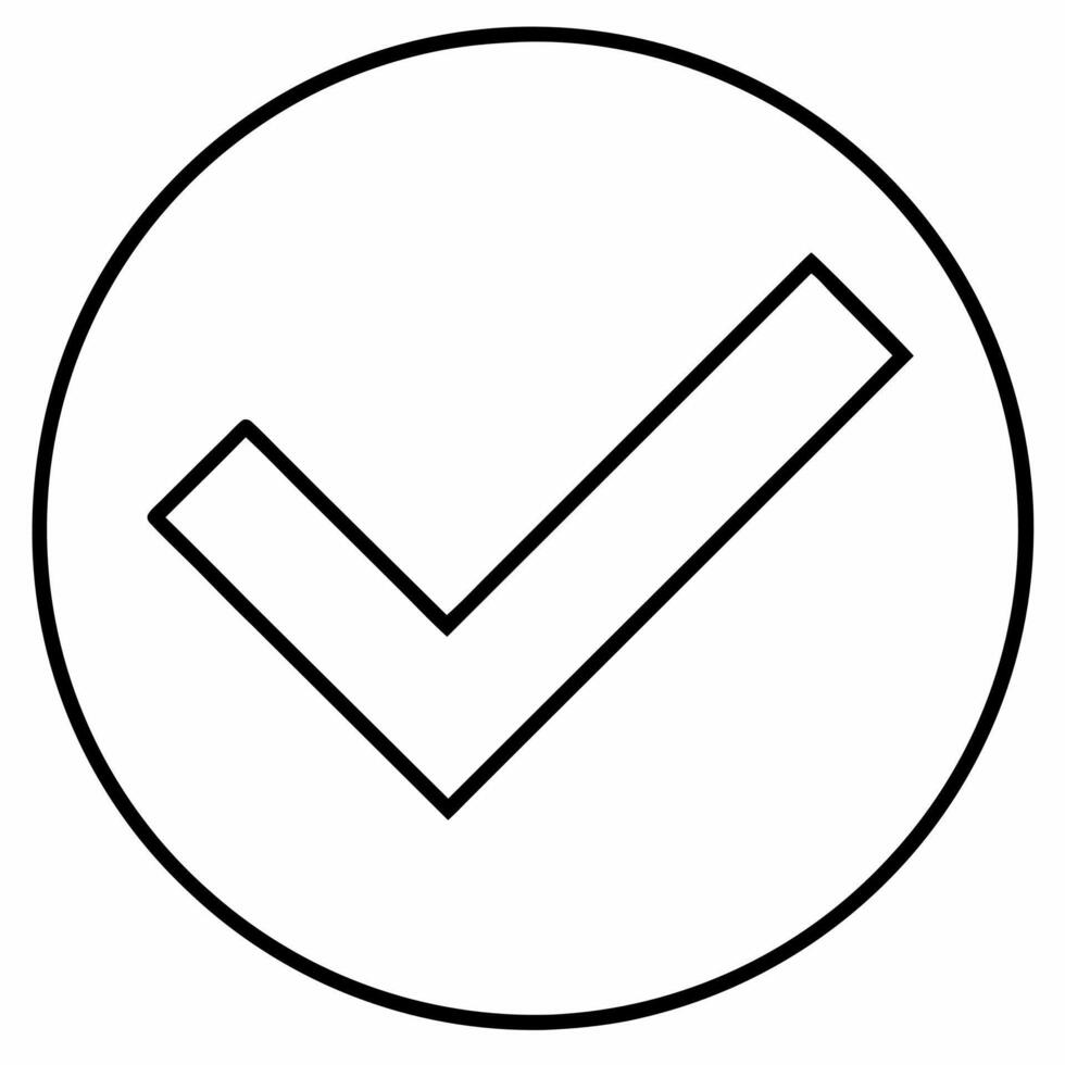 check mark in the circle, illustration line art vector