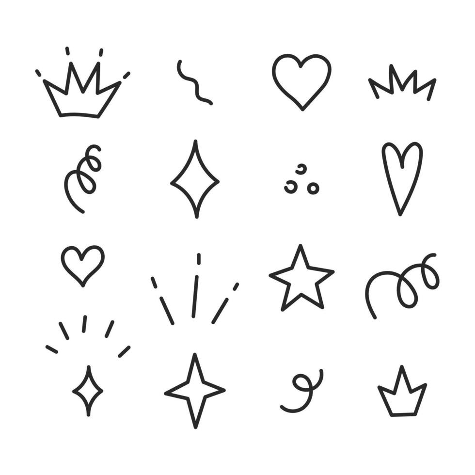 Decorative Spark Doodle Set vector