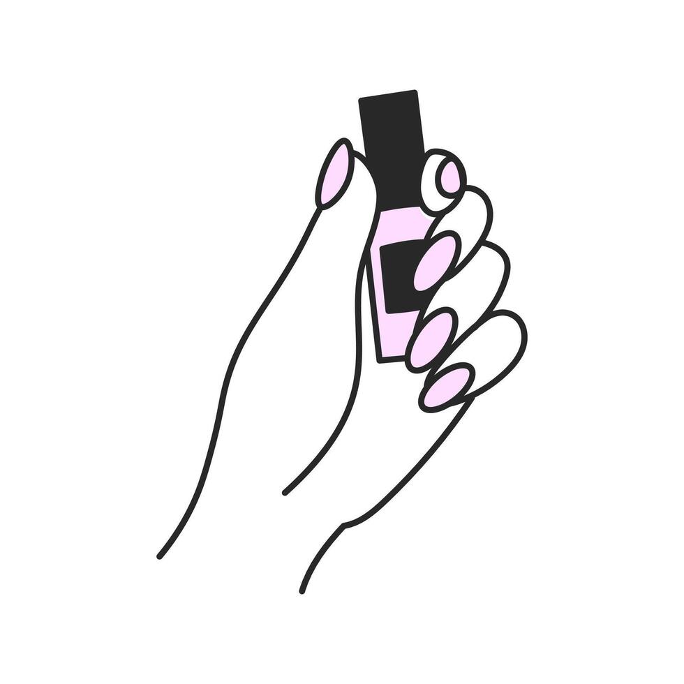 Female Hand with Manicure Holds Nail Polish vector