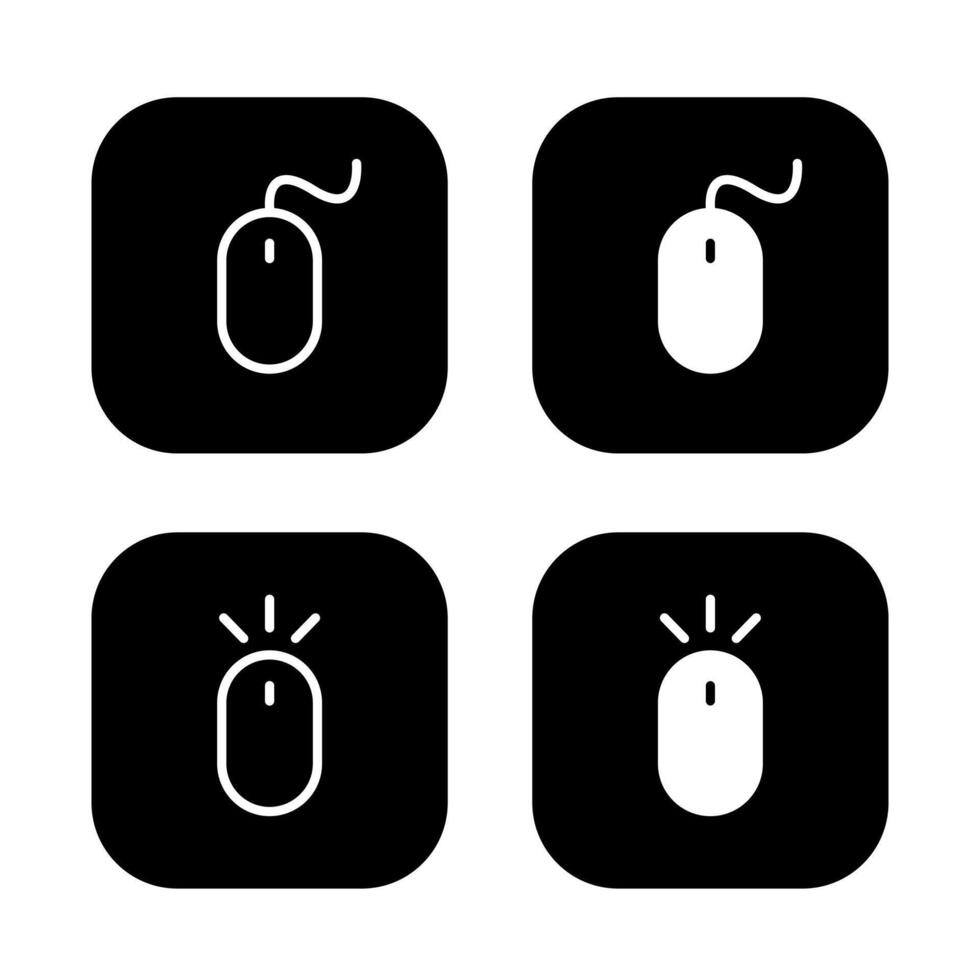 Computer mouse icon set on black square vector