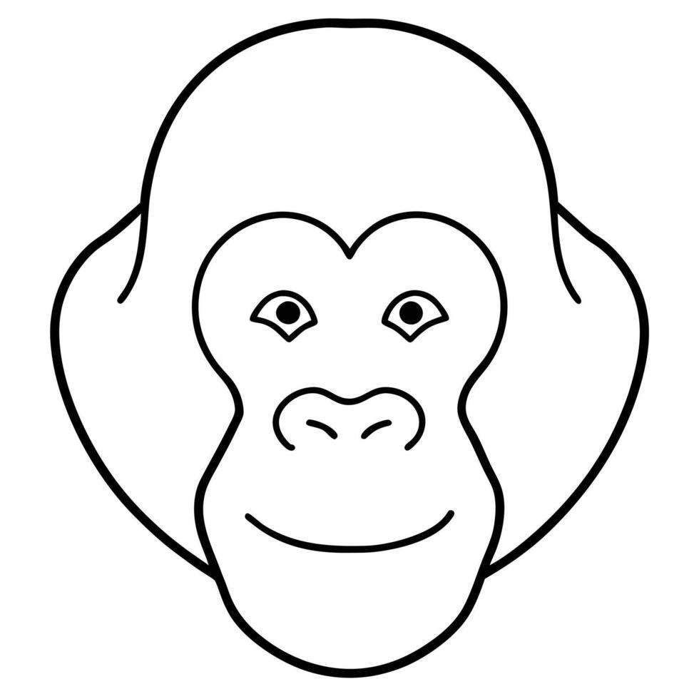 gorilla face coloring page, illustration line art vector