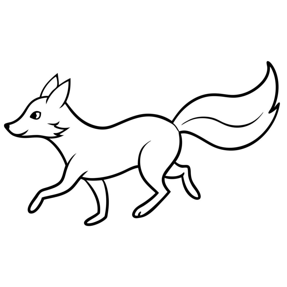 a fox runing, illustration line art vector