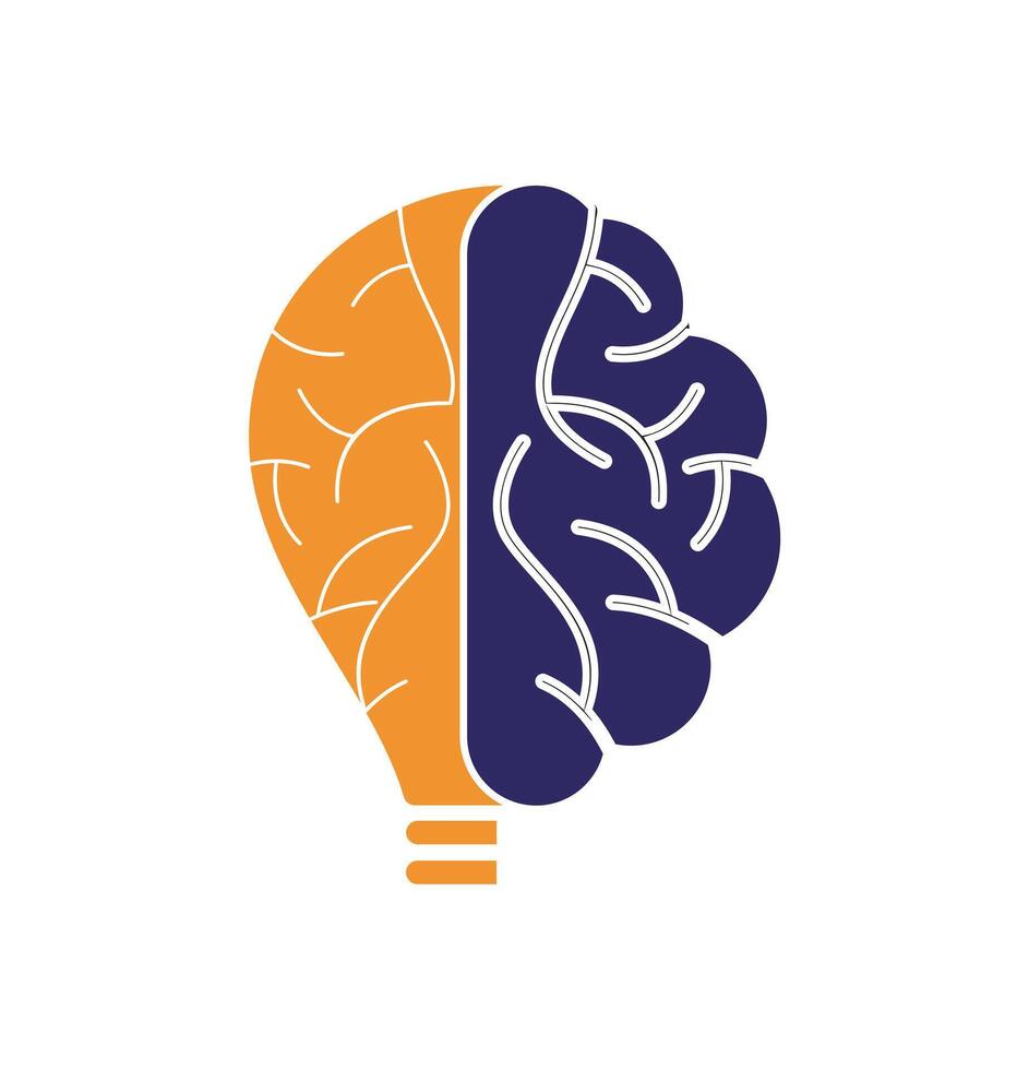 Logo with a half of light bulb and brain brain power logo vector