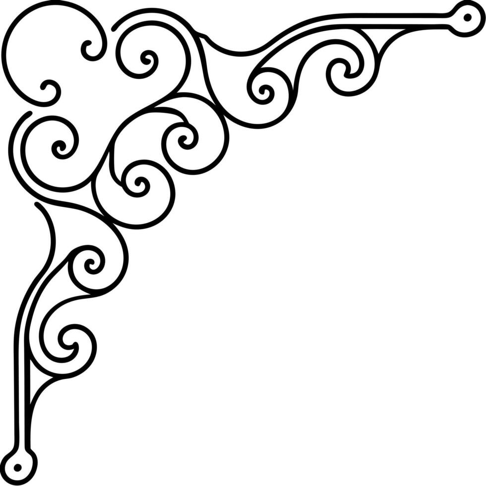 corner ornament with curls, illustration line art vector