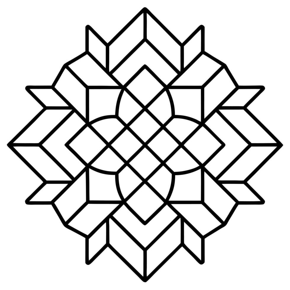 coloring pages for kids, bold line art, web-like pattern with interlocking squares, vector