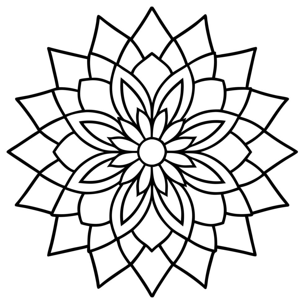 mandala line art on white background, illustration line art vector
