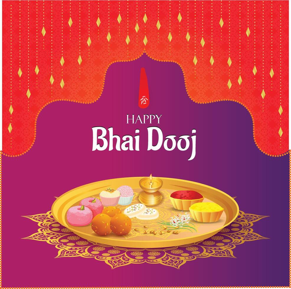 Happy bhai dooj celebrated poster with decorative background vector