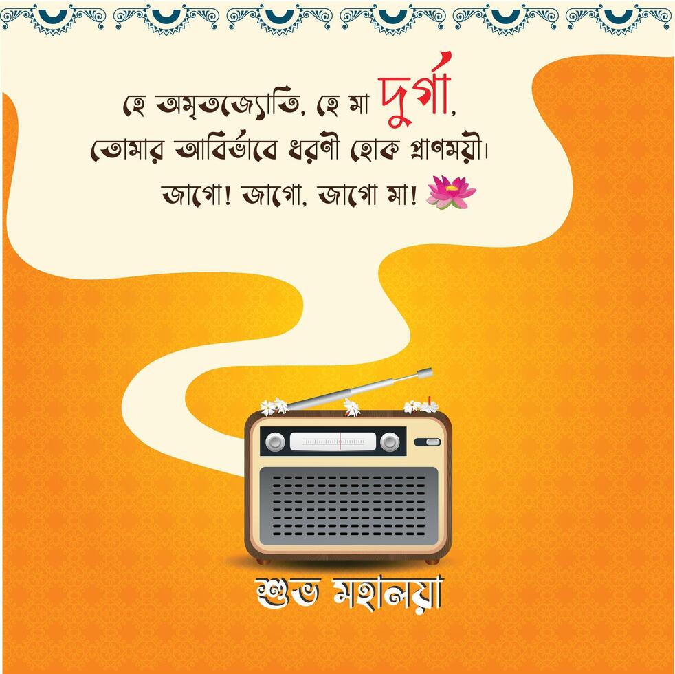 happy Mahalaya with Durga mantra vector