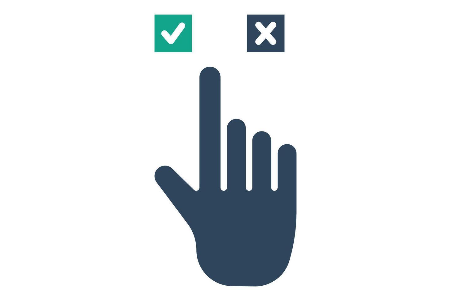 Choices icon. solid icon style. hand touch with cross mark. icon related to online course. education elements illustration vector