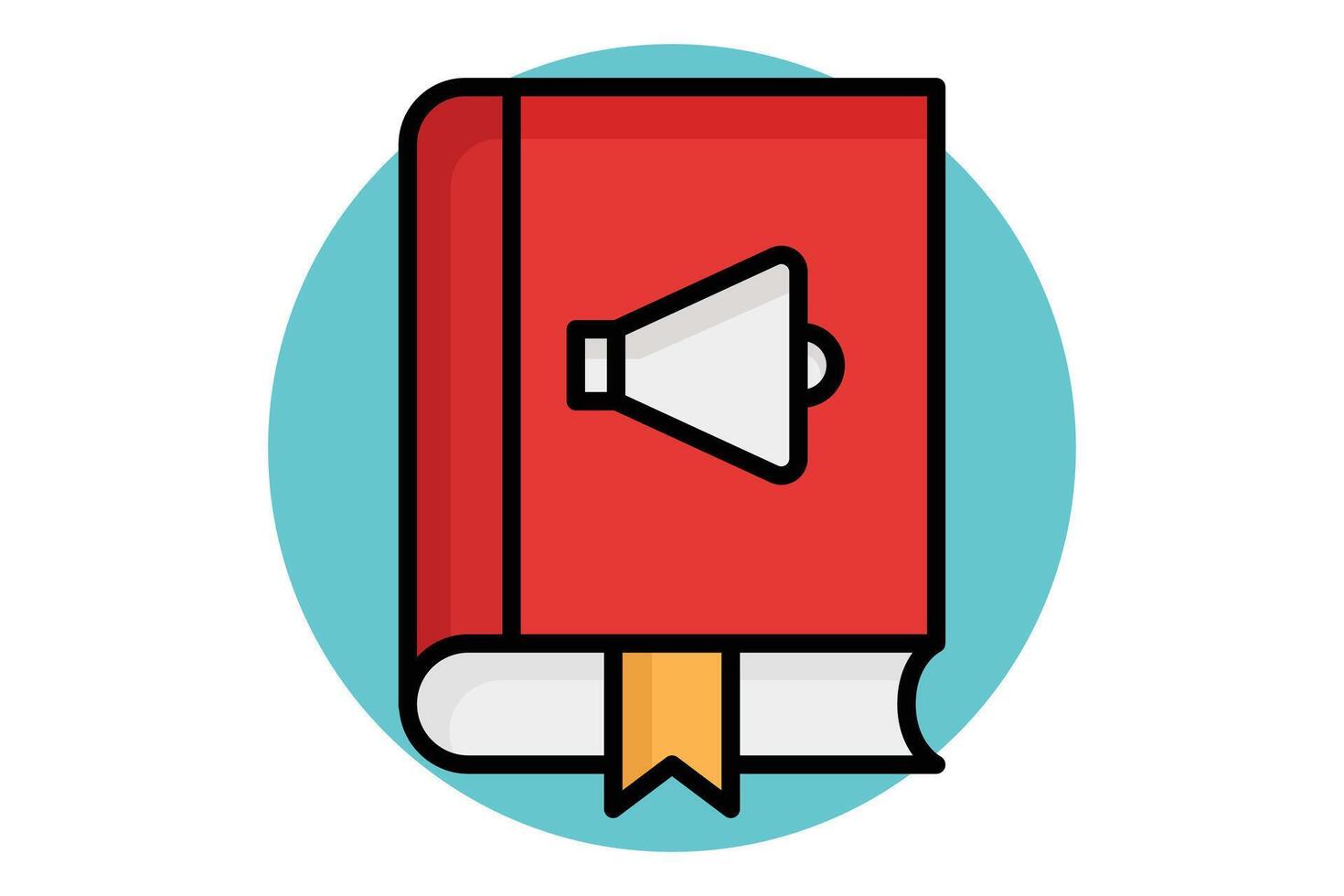 Audiobook colored outline icon. book with speaker. icon related to online course. education elements illustration vector