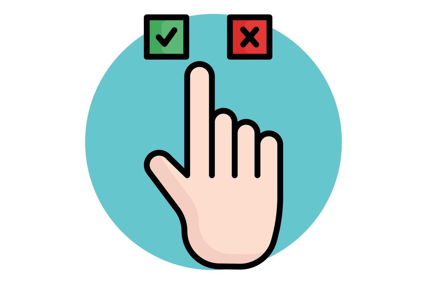 Choices colored outline icon. hand touch with cross mark. icon related to online course. education elements illustration vector
