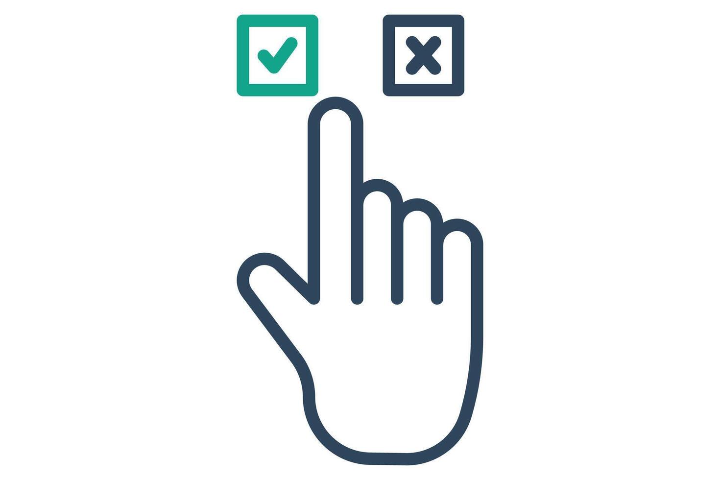Choices icon. line icon style. hand touch with cross mark. icon related to online course. education elements illustration vector