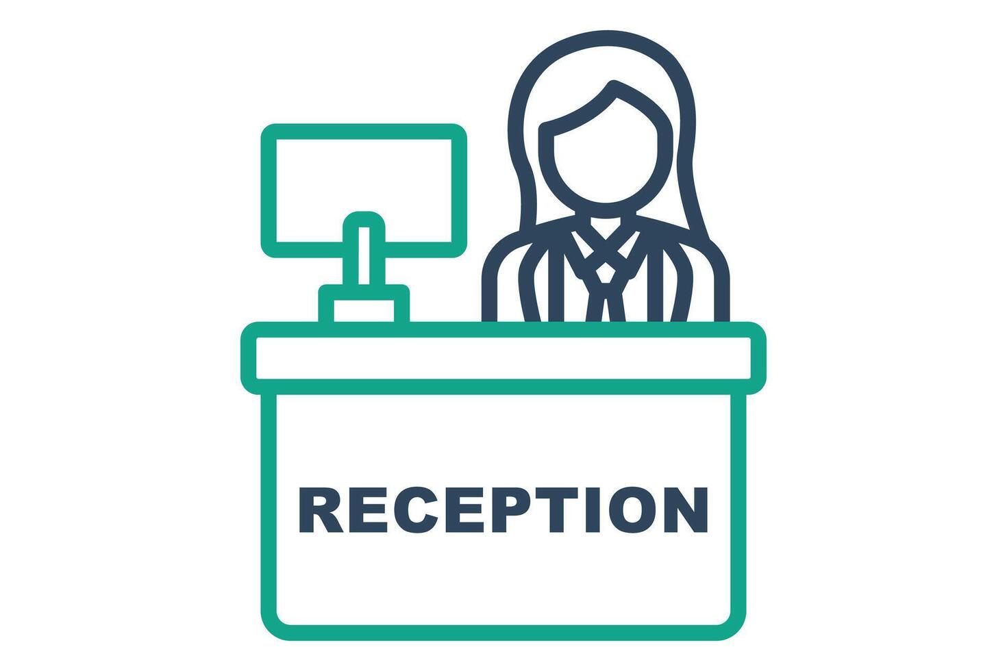 Reception icon. line icon style. women with desk. icon related to reception. hotel elements illustration vector