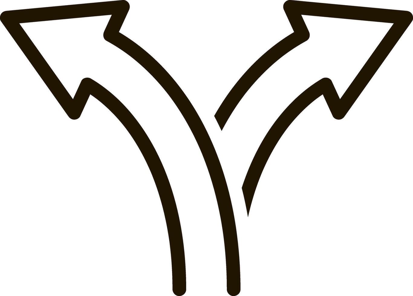 Outline Trafic way icon Road two arrows vector