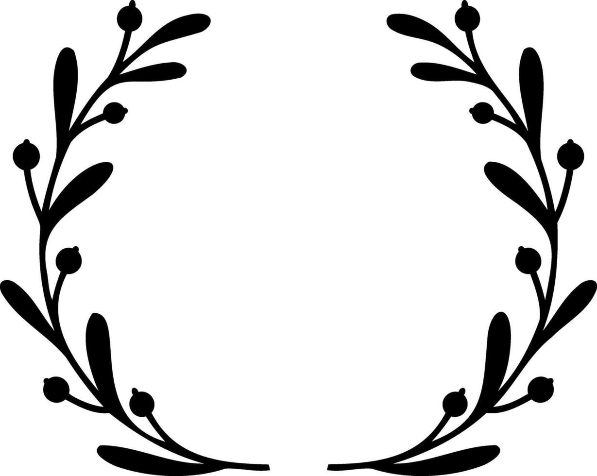 Laurel wreath icon Eco clipart Branch with leaf and berry Frame Border vector