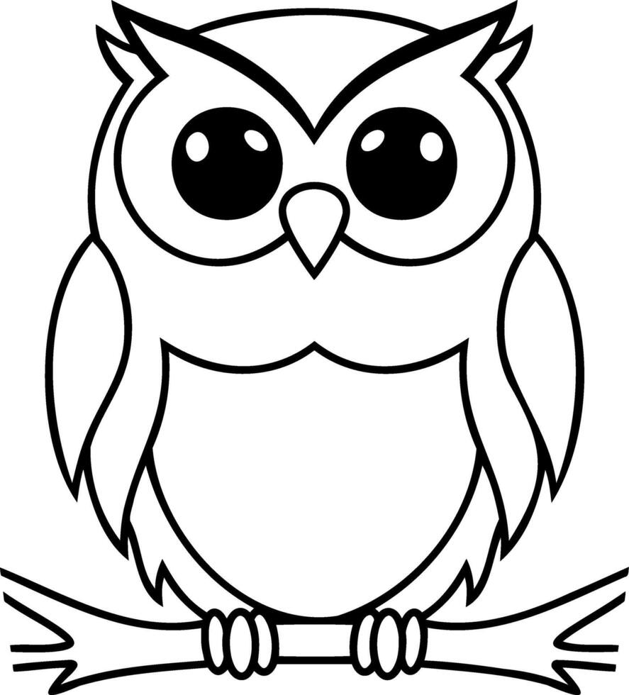 Doodle owl icon Animal clip art Coloring page book vector