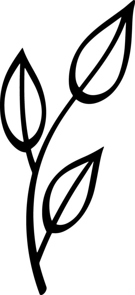 Outline black leaf icon Branch clipart vector