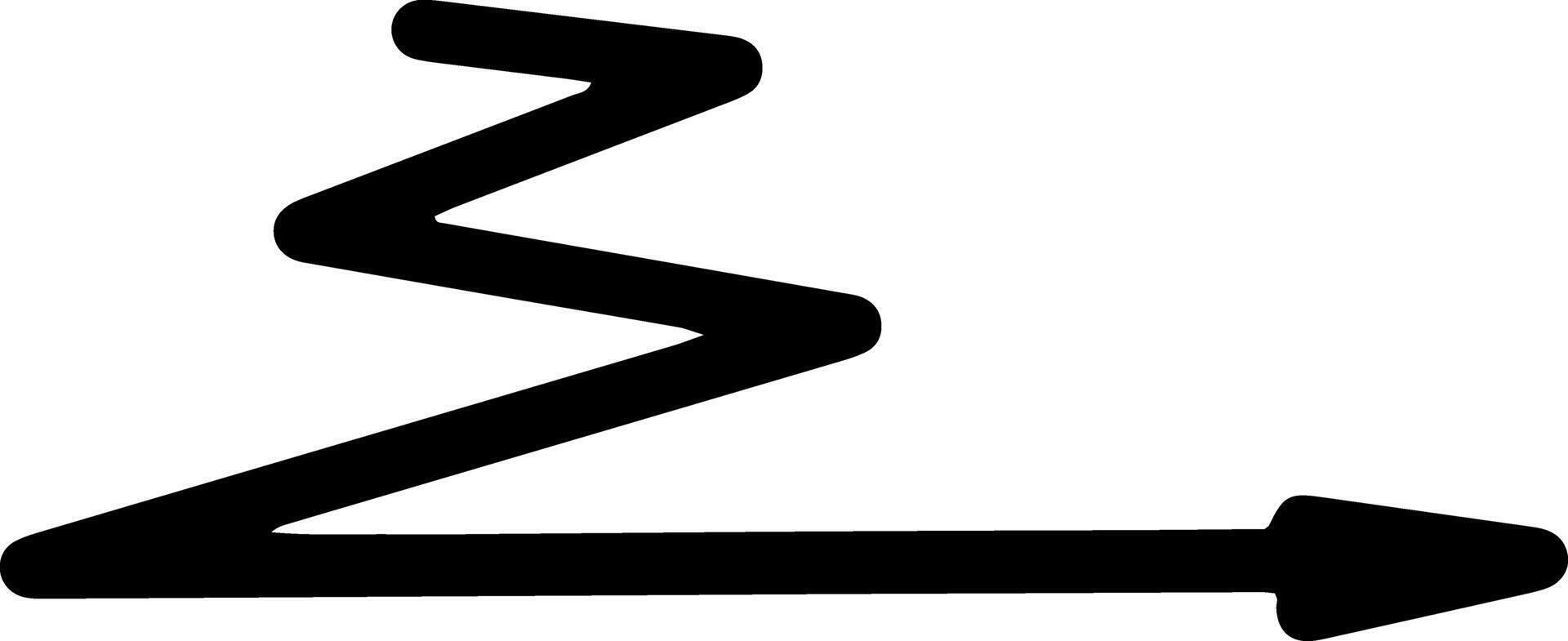 Doodle zigzag arrow clipart Hand drawn art vector