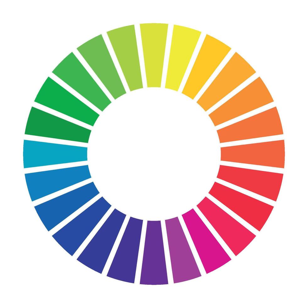 Colour wheel 24 colours. Circular rainbow. Circulation of hues, illustration of the colour wheel. Infographic. vector
