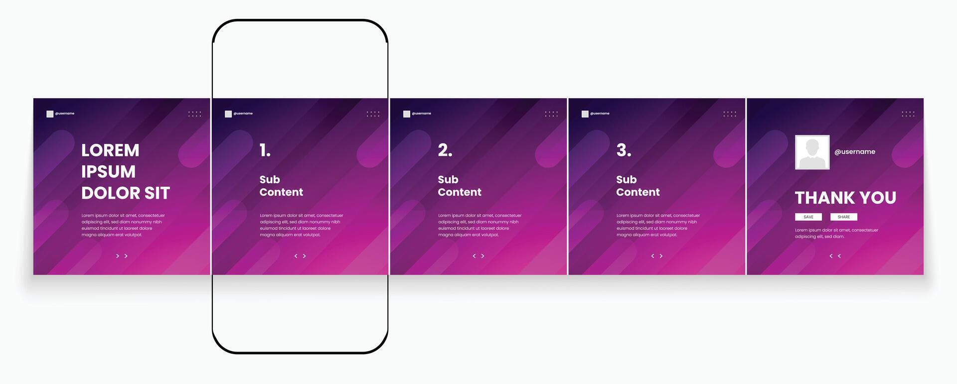 carousel social media template minimalist design vector