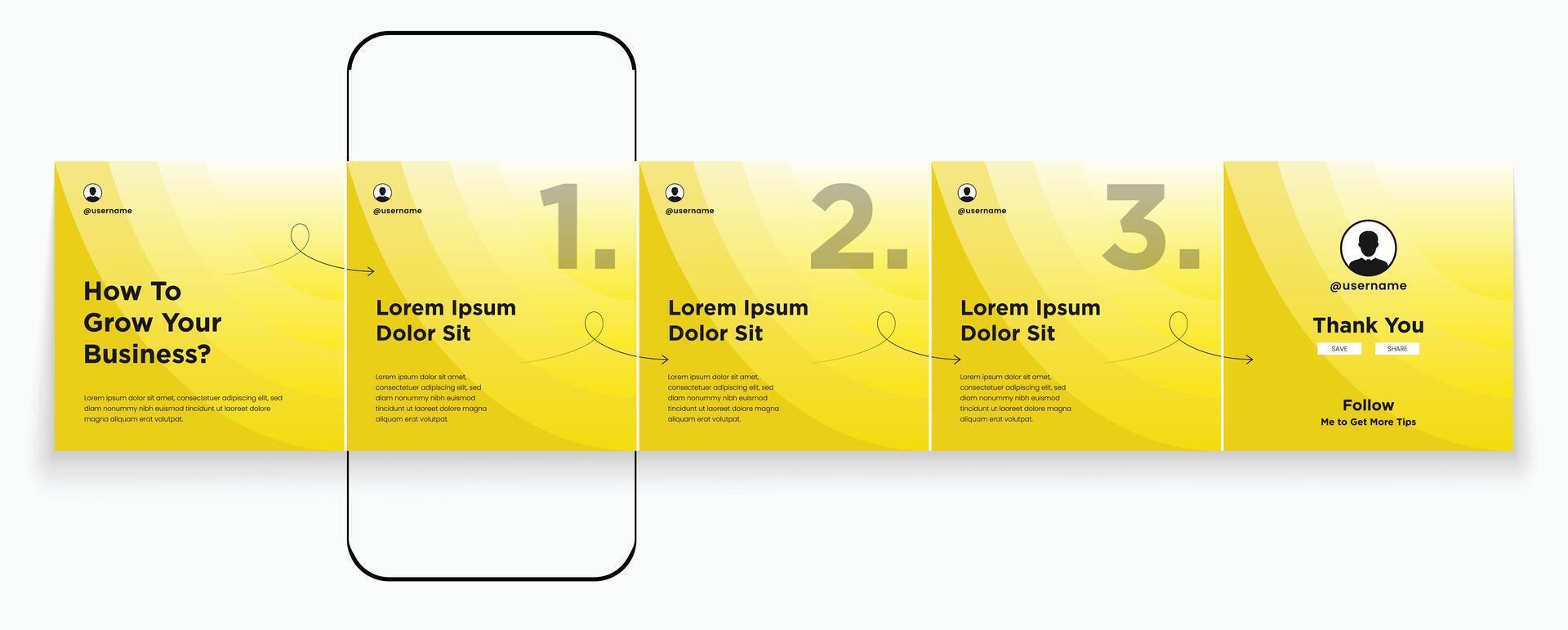 Yellow carousel social media template minimalist design. vector