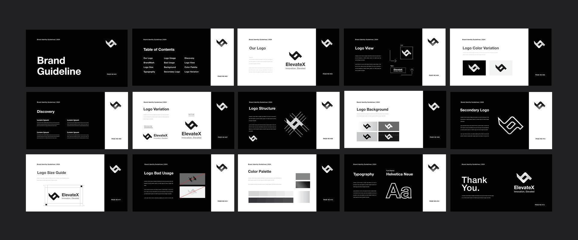 Minimal Brand Guidelines Template. Clean and Simple Layout in Editable Design. EPS Illustration. vector