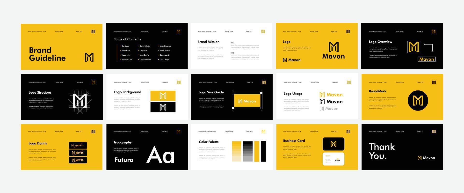 Modern Brand Guidelines Poster. Brand Identity Presentation Templates. Illustration. vector