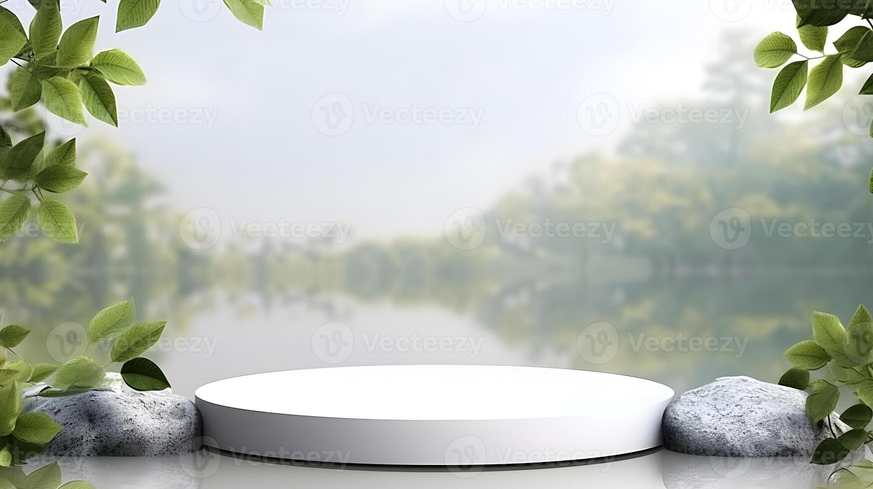 Elegant White Stone Podium Cosmetic Display Stand for Product Presentations photo