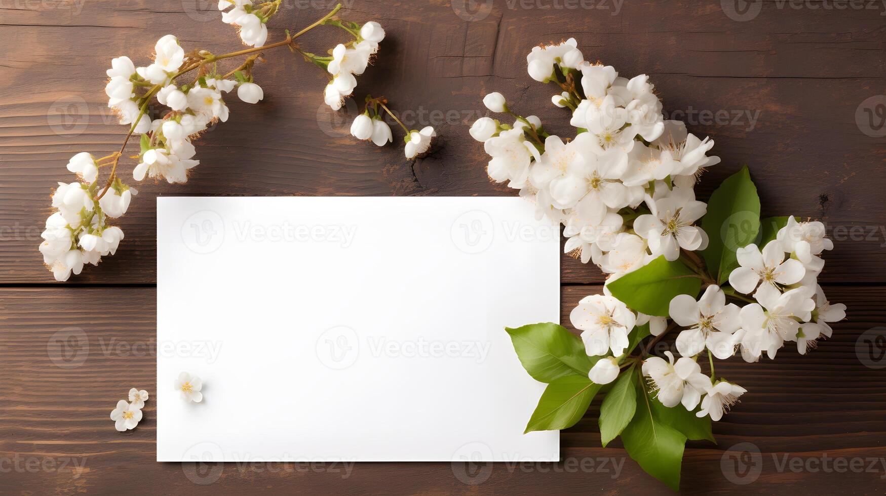 Elegant Vintage Blank Paper Card Mockup for Greeting Card Design photo