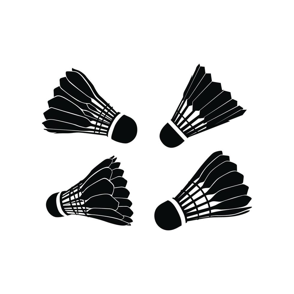 set shuttlecock silhouette vector