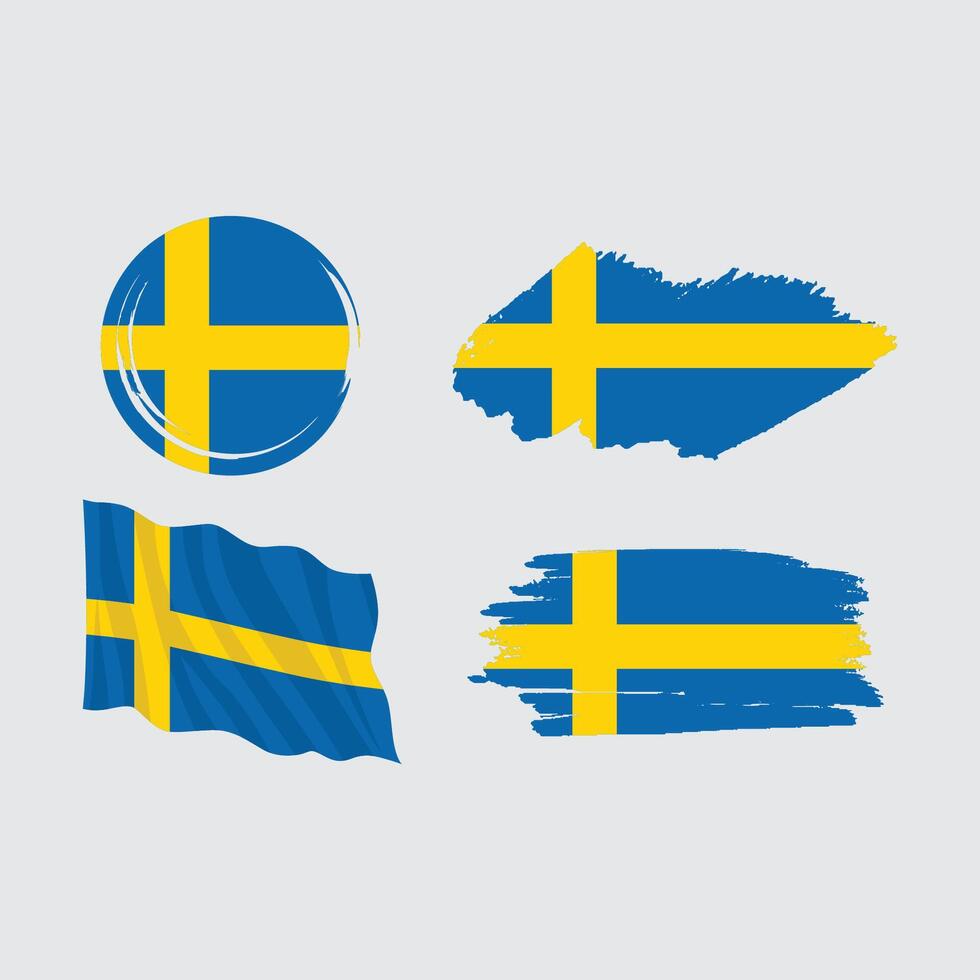 set sweden national flag vector