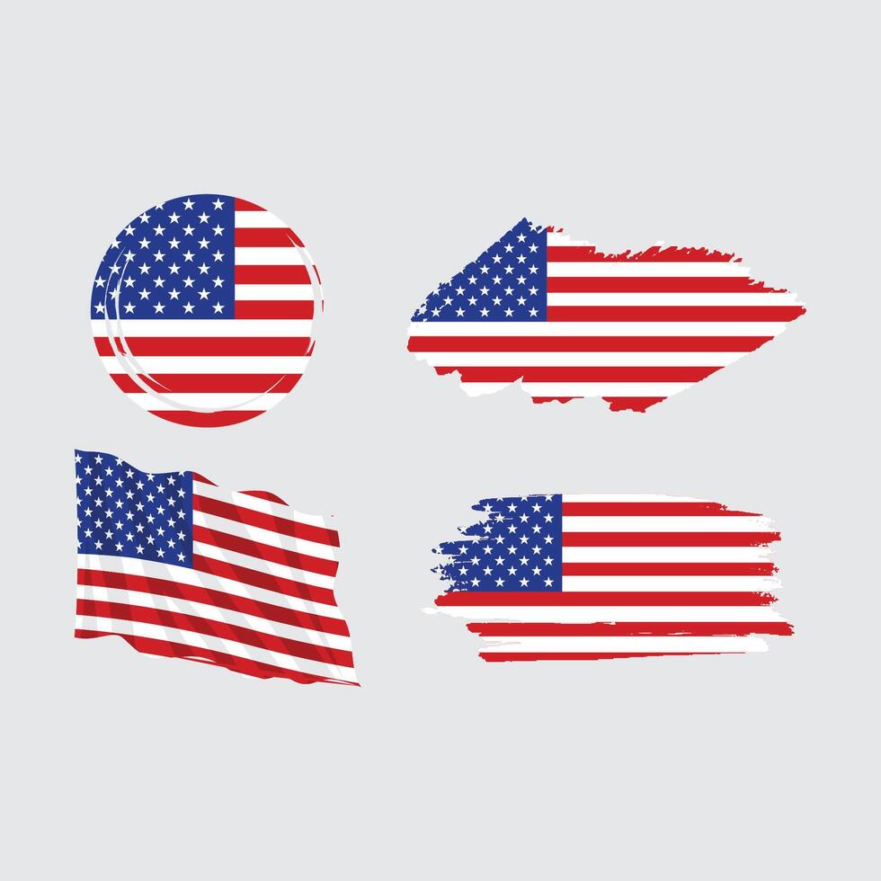 set usa national flag vector