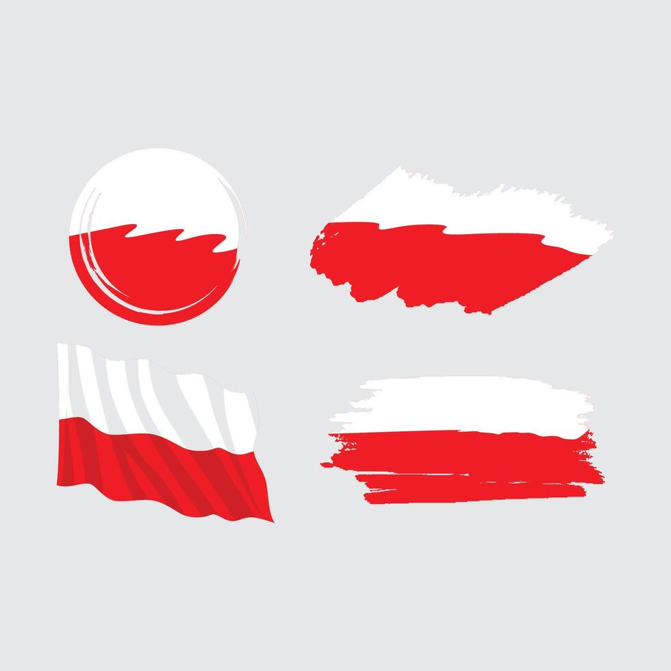 set poland national flag vector