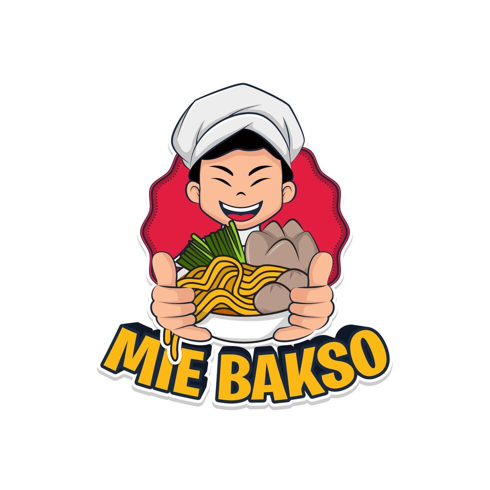 mie bakso logo design vector