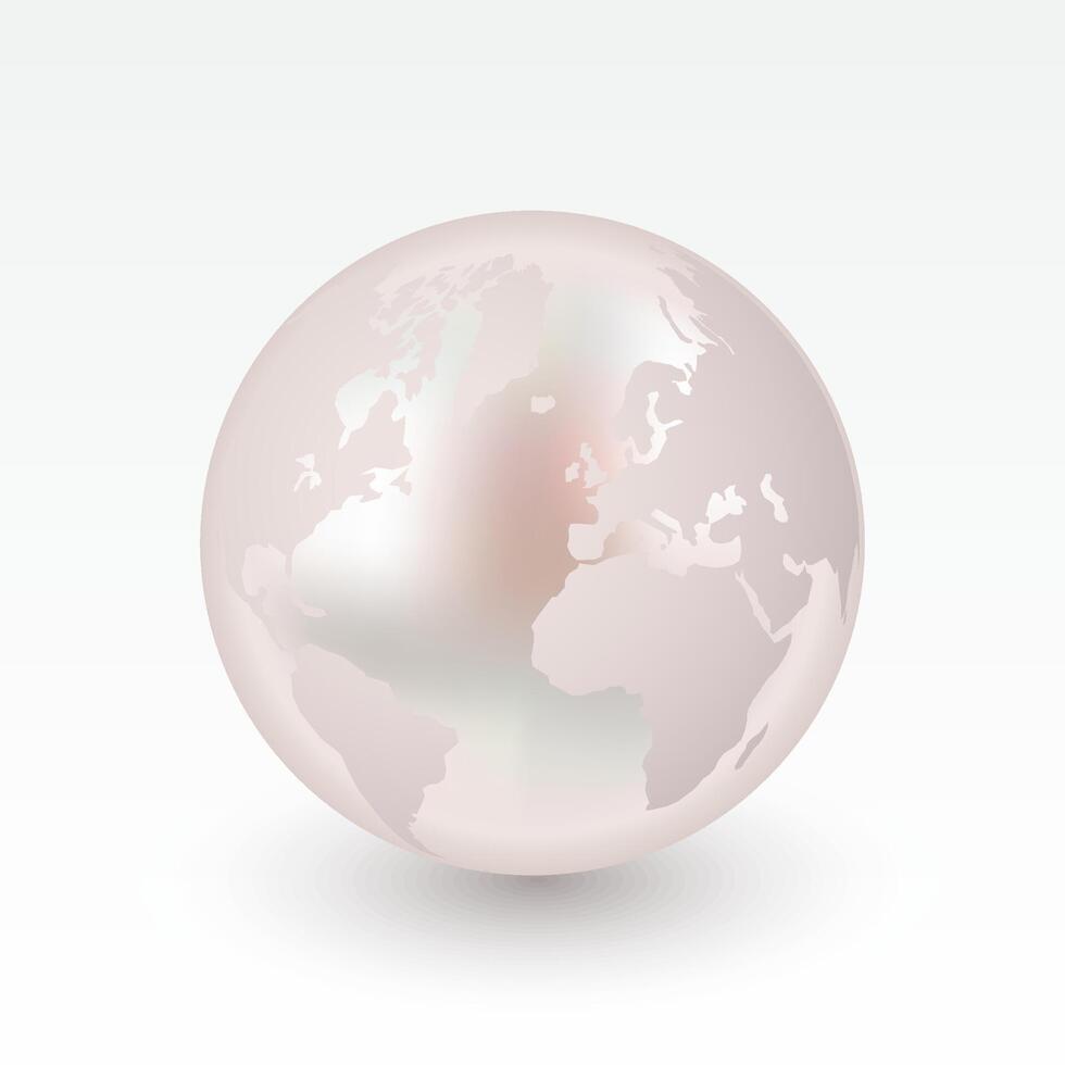 world globe in glossy pearl color vector