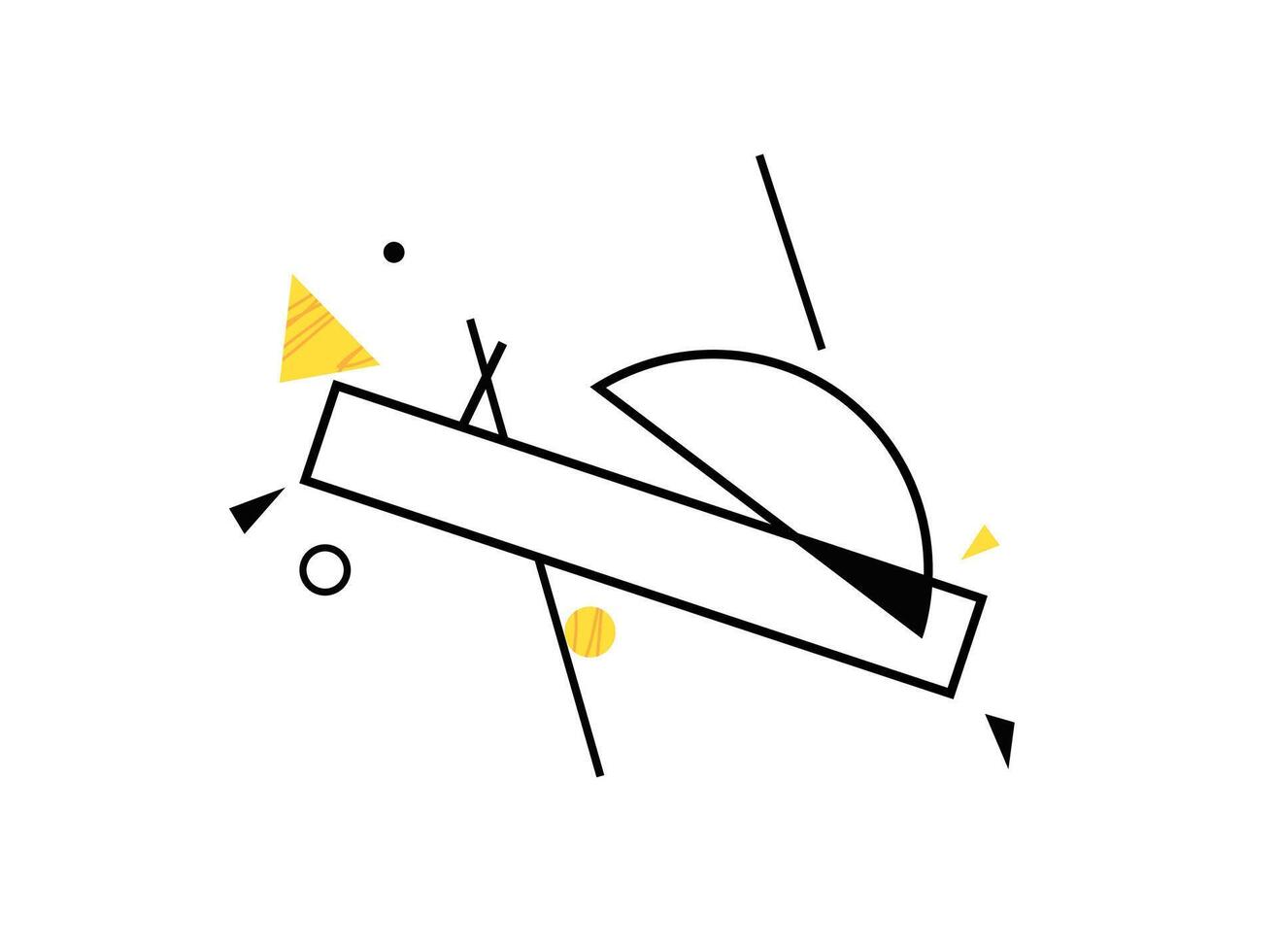 Simple abstract composition for modern graphic poster design, line background, with minimal balance art with yellow elements vector