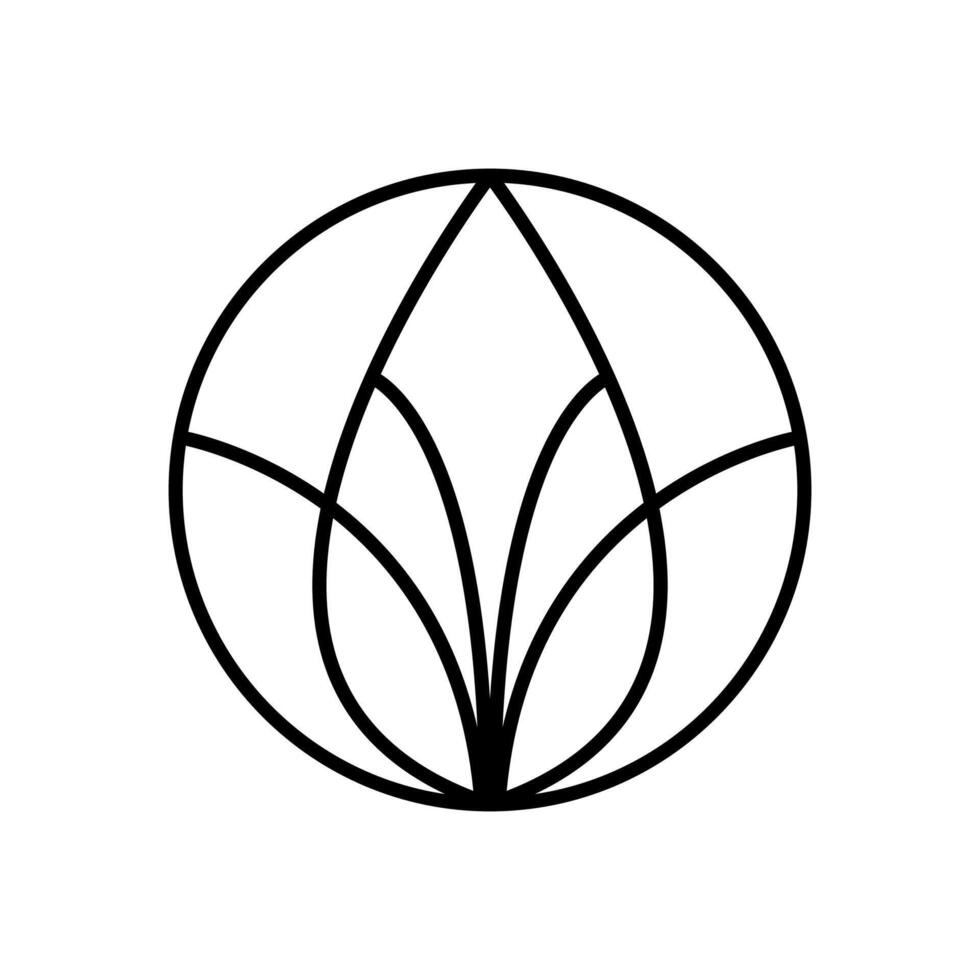 simple flower lotus logo line design. template elegant element in trendy linear style. abstract emblem for floral shops or studios, wedding florists, creators of custom floral arrangements vector