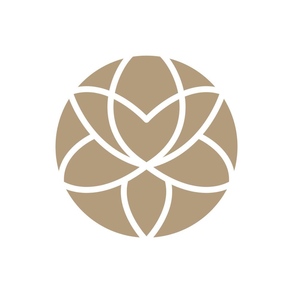 simple lotus flower logo beige line design. template elegant element in trendy linear style. abstract emblem for floral shops or studios, wedding florists vector