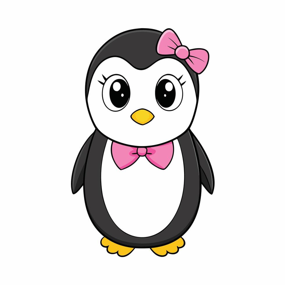 Penguin with bow tie illustration vector